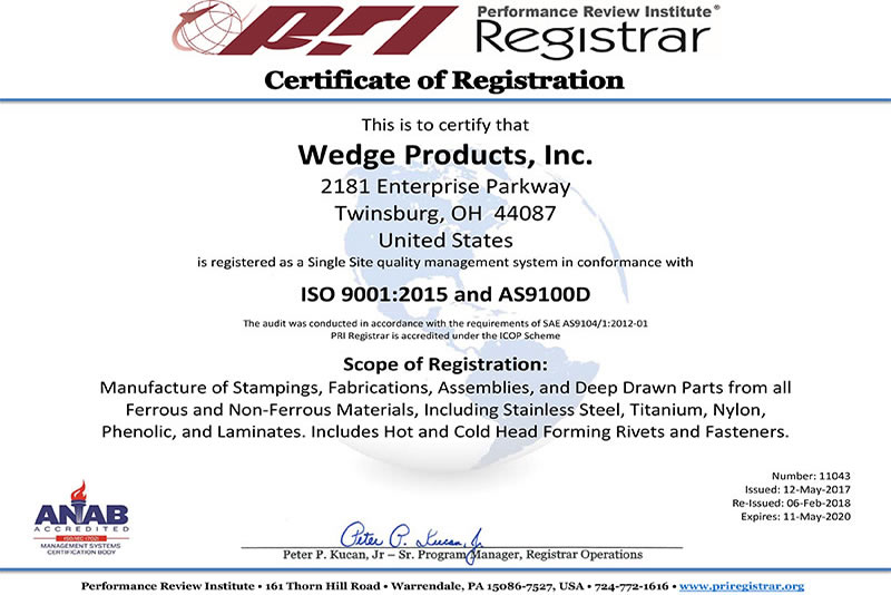 ISO 9001:2015 and AS9100-D CERTIFIED