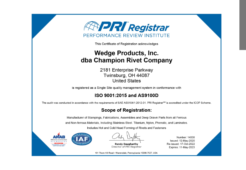 ISO 9001:2008 and AS9100-D CERTIFIED