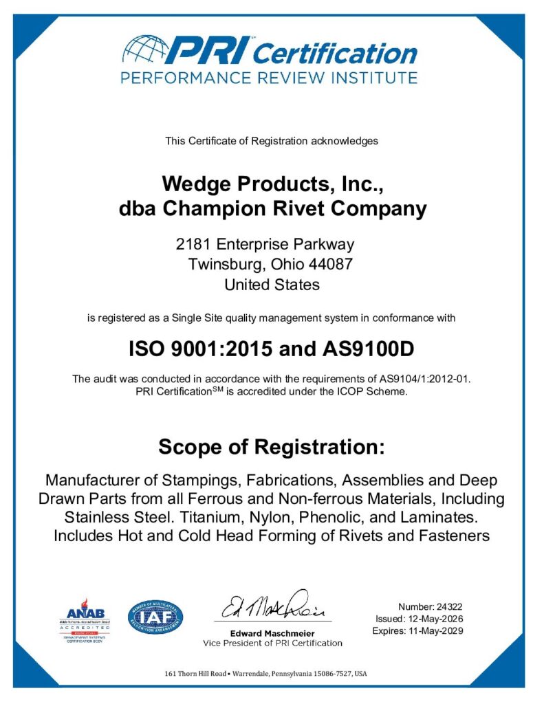 iso 9001 certified metal stamper